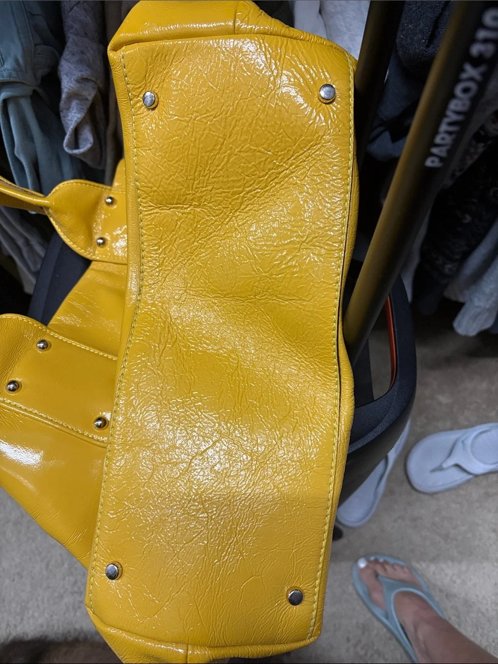 Kate Spade canary yellow patent leather handbag